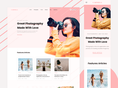 CARMELA - Personal Blog blog blog design clean design interface landing page magazine magazine design personal blog photography ui ux website website design