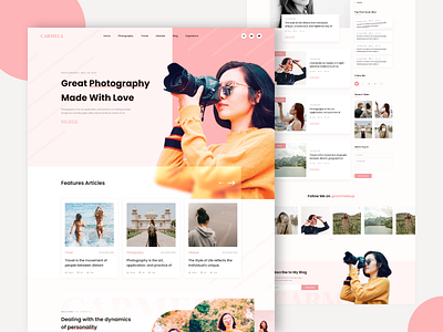 CARMELA - Personal Blog blog clean clean ui design interface landing page magazine personal personal blog photography photography website portfolio typogaphy ui ux web website website design