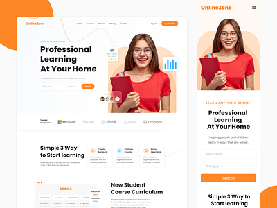 OnlineZone - Online Course Landing Page best designer course daily ui education landing page online online course online learning popular design popular shot startup trendy ui ux website website design