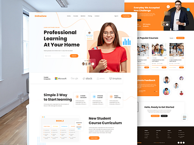 OnlineZone - Online Course Landing Page design education landing page learn learning learning english learning platform learning website student study ui ux website website design