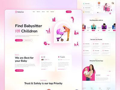 Baby Sitter Landing Page 2021 trend design interface website design