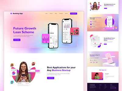 Finance App Landing Page app landing app landing page banking app banking website branding design finance finance app finance landing page illustration interface landing page mobile banking product page top design trendy ui ux website website design