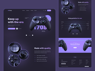 Landing Page - Game Console console controller design game game accessories game console gaming gaming website interface landing page pc game play play station product shopify store ui ux website website design