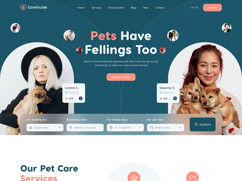 Pet Sitter Landing Page By Uixzone On Dribbble