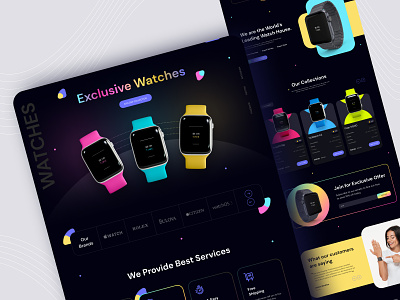 Smartwatch - Product Landing Page applewatch ecommerce gadgets homepage landing page luxury watches mockup product landing page product page smart device smartwatch typography ui ux watches web design website website design wristband wristwatch