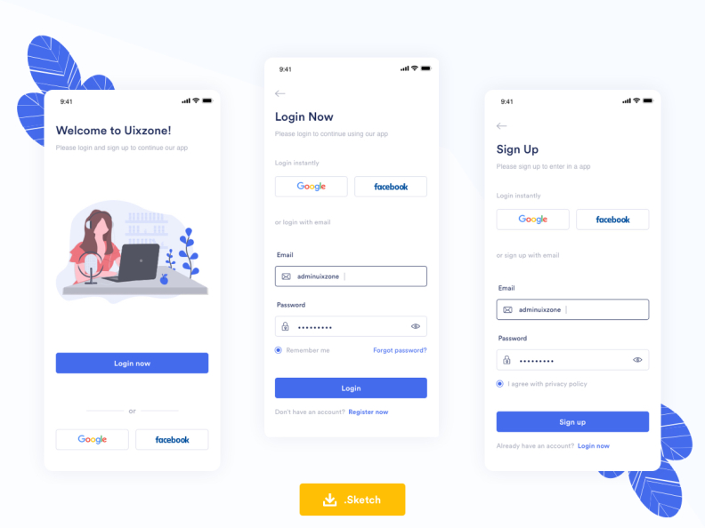 Login And Sign Up Screen for Mobile app by uixzone on Dribbble