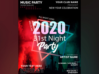 31st Night Party 31st night celebration festival poster flyer happy new year hiphop music party poster