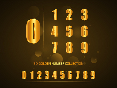 3D Golden Gradient Numbers Collection 3d fonts golden number collection numbers