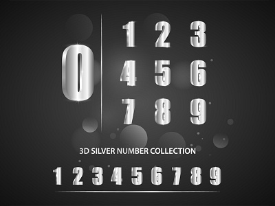 3D Silver Gradient Numbers Collection 3d fonts numbers numbers collection numbers pack silver silver gradient