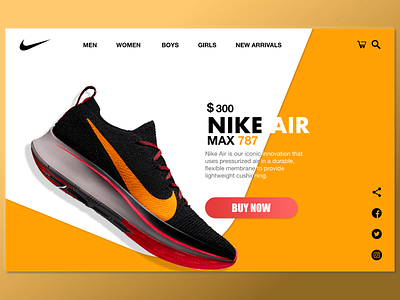 Landing page for a product 003 adobe branding daily 100 challenge dailyui dailyuichallenge nike shoe web xd xd design xddailychallenge