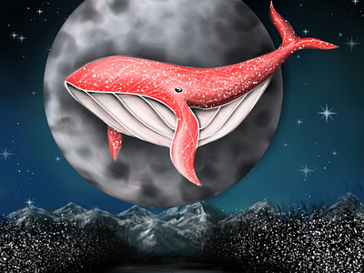 Drawing of the whale art graphic illustration imagine krita photoshop whale