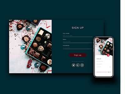 Adaptive design of sign up for candy shop.
