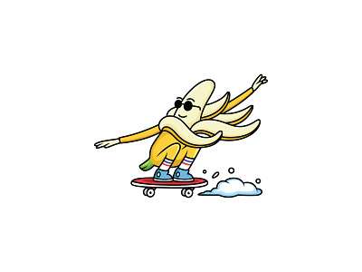 skate banana 🍌🍌 banana cartoon character cool cute design illustration mascot mascot design simple skate skateboarding vector