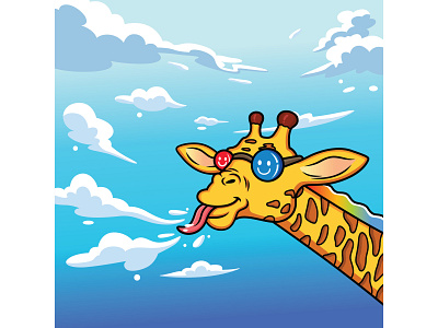 Giraffe playing with cloud ⛅️😁🦒 animal background cartoon character cute design giraffe graphic graphic design illustration mascot mascot design sweet vector