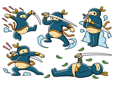 Cute Fat Ninja 😁 art background cartoon character concept cute design emoji fat hand drawn happy illustration love mascot mascot design ninja pose shuriken sword