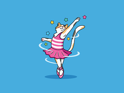 Cute Ballet Cat 😺🙀 adobe illustrator animal art ballet cartoon cat cat illustration character concept concept art cute hand draw illustration kawai love mammal mascot pose smile vector