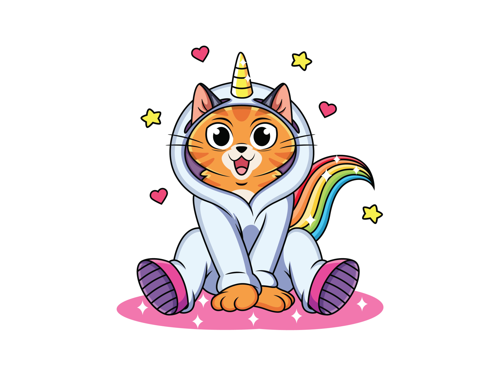 Unicorn Cat Design Vector Illustration Vgml, A Lineal Icon Depicting Hocus  Pocus Cat On White Background, Vector Illustration By Flat Icon And  Dribbble, Behance Hd PNG and Vector with Transparent Background for