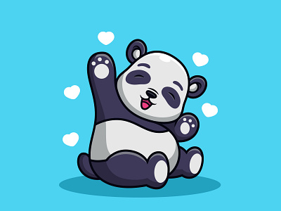Cute Panda Cartoon 🐼🥰 animal asian bamboo cartoon character cute design endemi happy illustration joy love mascot panda panda logo smile vector