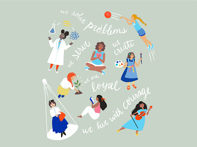 Ursuline girls make their mark branding colorful educational branding encouragement girl power illustration illustration art vector
