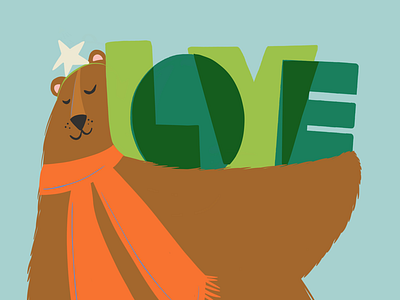 Holiday Love bear illustration christmas card christmas illustration holiday bear love lettering
