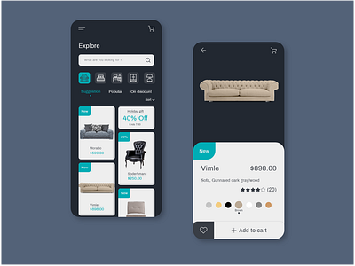 E-commerce furniture app concept