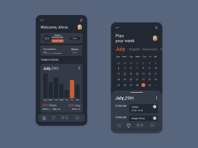 Gym Studio app best shot branding calendar chart clean daily ui dark dashboad design dribbble gym gym app marketing planing typography ui ui ux ui design ux ux design