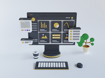 Web design 3D illustration