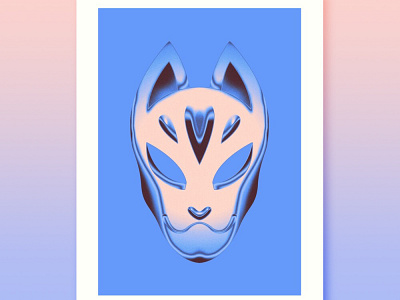 Chrome Kitsune Mask Print Blue