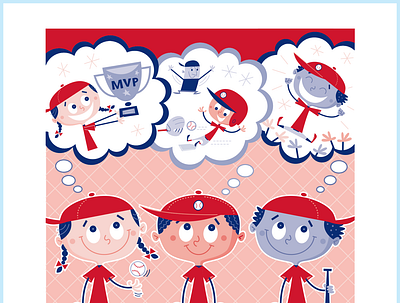 Dugout Kids branding cartoon design humorous illustration vector