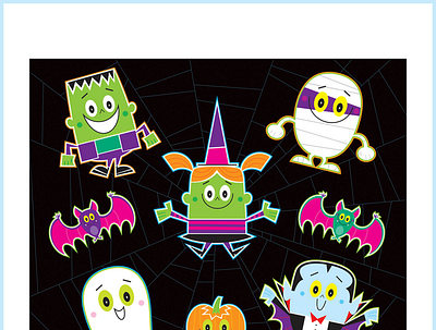 More Halloween Characters branding cartoon design ghost halloween dracula humorous illustration mummy vector witch