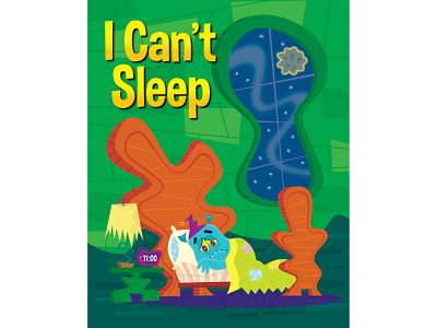 I Can't Sleep cartoon design humorous illustration monster vector