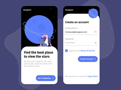 Daily UI 1: Stargazer Sign Up Page dailyuichallenge design landingpage signup stars ui