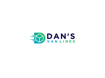 Dan s Van Lines box branding fast green initial logo modern moving shipping simple logo