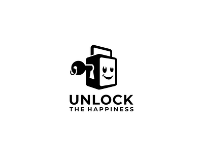 unlock the happiness branding design happy key keylogo logo logoinspiration padlock smile unlock
