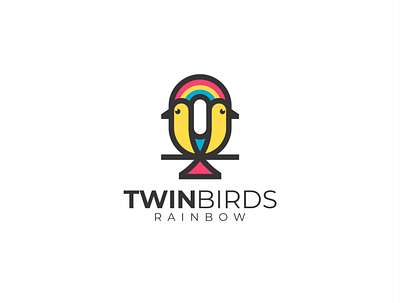 TWIN BIRDS RAINBOW animal bird branding colorful design logo logodesign logoinspiration rainbow simple twin birds twins