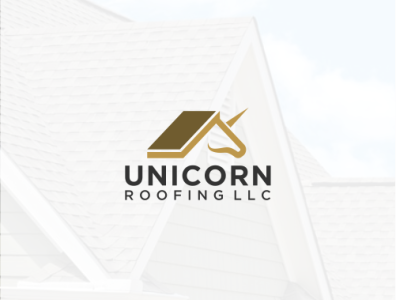 unicorn roofing logo branding construction construction company construction logo design double meaning logo logo design logodesign logoinspiration roof roofing simple unicorn unique