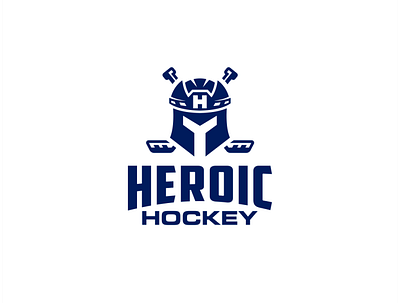 heroic hockey branding design double meaning helmet heroic hockey hockey logo hockey stick logo logo design logodesign logoinspiration punch simple sparta