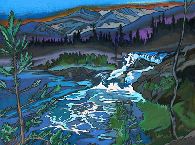 Mountain landscape. acrylic painting artwork branding illustration nature traditional art traveling