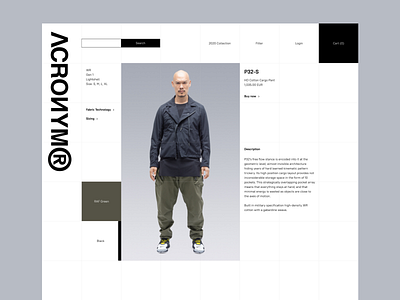 ACRONYM | Product card concept black and white clean fashion minimalistic modern shop ui design ui ux webdesign website website concept