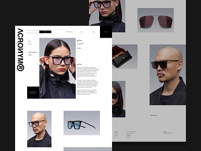 ACRONYM | Product card concept black and white fashion glasses modern product card store streetwear ui ux uidesign webdesign website