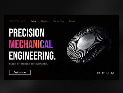 Engineering company Landing Page Concept (Part 1) amoled branding concept contrast design landing page landingpage ui ui design uidesign uiux web webdesign website