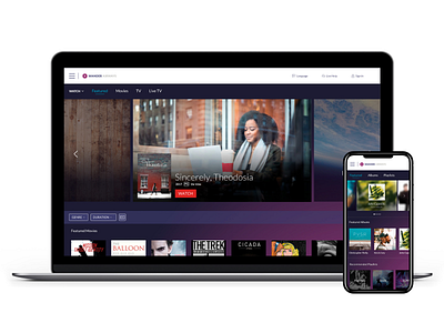 Entertainment web app interface design on demand streaming service