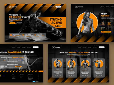 Fit Change - Gym Wesite Design branding design fitness futuristic graphic design gym illustration landing page logo ui ux