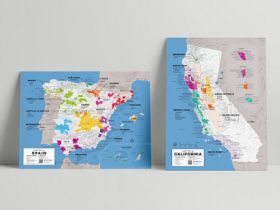 Wine Map Posters of California and Spain