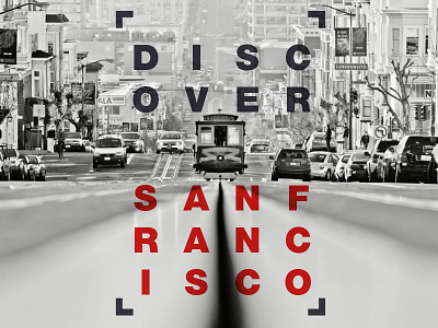 Discover San Francisco book brochure cover design discover image manipulation monotone photoshop san francisco tram travel