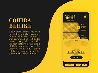 Cohiba Behike / app and brand design app app design application branding design flat material ui materialdesign minimal ui