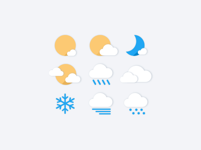 Weather icon set app branding colors icons illustration minimalist motion graphic themes ui ui design visual design