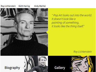 Three PoP Art Artists aau homework ux design website design