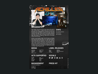 Achilles DJ Artist EPK Design design dj epk graphic design music