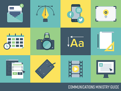 Communications Ministry Guide camera design icons illustration pen tool vector video wacom